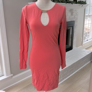 Bebe Long Sleeve Fitted Mini Dress